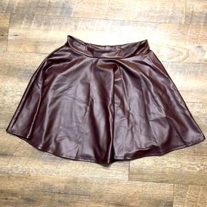 NWOT. Brand: Topping. Large. Burgundy faux leather mini skirt